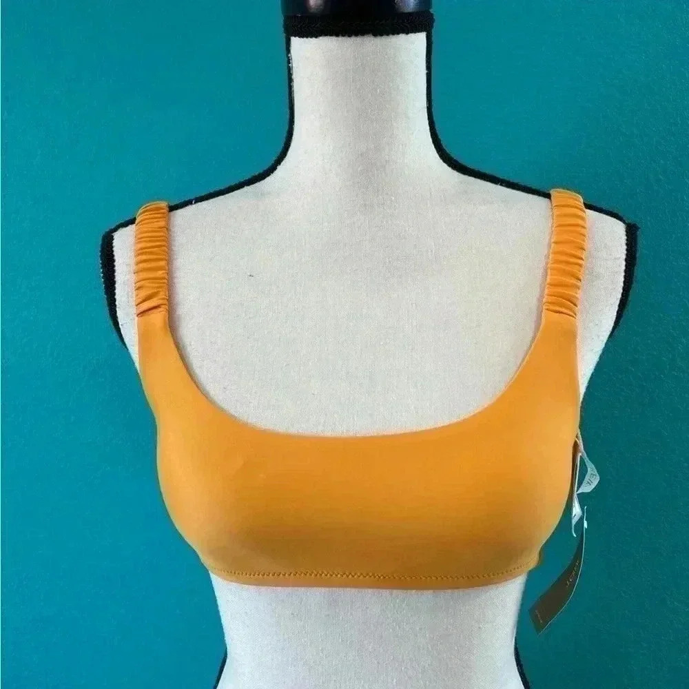 New with tags J crew orange Scrunchie-strap squareneck bikini top in size xxs